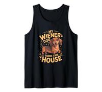 My Wiener Dog Runs This House Dachshund Funny Tank Top