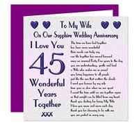 My Wife 45th Wedding Anniversary Card - On Our Sapphire Anniversary - 45 Years - Sentimental Verse I Love You