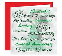 My Wife 55th Wedding Anniversary Card - On Our Emerald Anniversary - I Love You - 55 Years - Together Forever