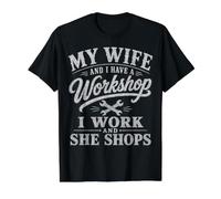 My Wife and I Have A Workshop I Work and She Shops Value Graphic T-Shirt, Men, Black, S
