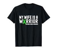 My Wife is a Warrior Lymphoma Cancer Awareness Green Ribbon T-Shirt