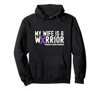 My Wife is a Warrior Pancreatic Cancer Awareness Ribbon Pullover Hoodie