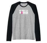 My Wife is a Warrior Pink Ribbon Breast Cancer Awareness Raglan Baseball Tee