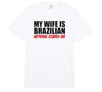 My Wife is Brazilian Nothing Scares Me Husband Comfort Colors Adult Heavyweight T-Shirt