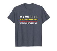 My Wife is Colombian Nothing Scares Me Husband T-Shirt, Men, Heather Blue, Large