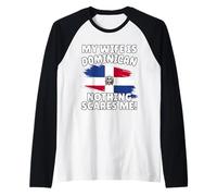 My Wife is Dominican - Funny Dominican Flag Gift for Husband Raglan Baseball Tee