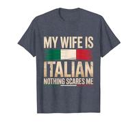 My Wife is Italian Nothing Scares Me T-Shirt, Men, Heather Blue, Large