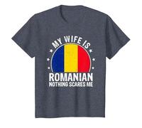 My Wife is Romanian Nothing Scares Me Romanian Wife T-Shirt, Youth, Heather Blue, 2T