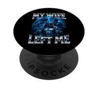 My Wife Left Me Funny Alpha Wolf Meme Dumb Graphic Brain Rot PopSockets Adhesive PopGrip