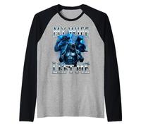 My Wife Left Me Funny Alpha Wolf Meme Dumb Graphic Brain Rot Raglan Baseball Tee