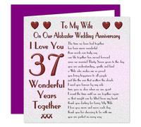 My Wife On Our 37th Alabaster Wedding Anniversary Card - 37 Years - Sentimental Verse I Love You