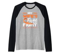 My Wifes Fight is My Fight ADHD Awareness Orange Ribbon Raglan Baseball Tee