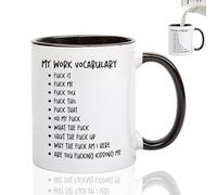 My Work Vocabulary Coffee Mug Funny Work Mugs Rude Gifts for Colleagues, 11oz Coffee Cups Ceramic Novelty Leaving Presents for Boss Friends Coworker Farewell Leaving Gifts for Colleagues Women Men