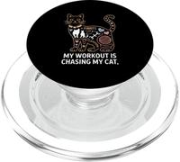 My Workout Is Chasing My Cat Funny Cat Fitness PopSockets PopGrip for MagSafe