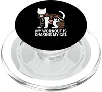 My Workout Is Chasing My Cat Funny Cat Fitness PopSockets PopGrip for MagSafe