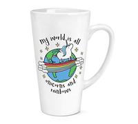My World is All Unicorns and Rainbows 17oz Large Latte Mug Cup