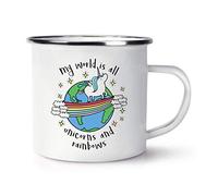 My World is All Unicorns and Rainbows Retro Enamel Mug Cup