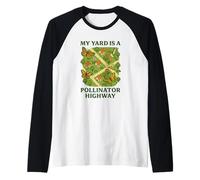 My Yard Is a Pollinator Highway Bee Butterfly Garden Raglan Baseball Tee