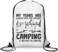 My Years are Divided Into Two Seasons Camping and Waiting Gym Sack Casual Drawstring Bag White