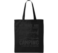 My Years Are Divided Into Two Seasons Camping And Waiting Natural Ecological Cotton Tote Bag Black