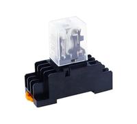 MY4NJ Electromagnetic Relay Switch with Socket Base, DPDT 14 Pin, LED Indicator, AC 12V/24V/36V/48V/110V/220V/380V, Epoxy Sealed, CE Certified (12V DC)