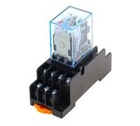 MY4NJ Power Relay with Socket Base, 4PDT 14 Pin, 5A 240V AC, DIN Rail Mount, LED Indicator, DC 12V 24V 36V 48V 110V 220V, 10 Pack (110V DC)