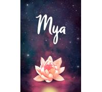 Mya: Personalized Name Journal, Lined Notebook with Beautiful Pink Water Lily Illustration on Blue Purple Cover