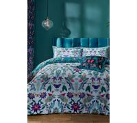 'Mya Tropical Floral' Reversible Duvet Cover Set Catherine Lansfield Duck Egg Blue King