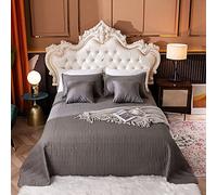 myAIMS 5pcs Bedspread Set Luxury 100% Cotton TC600 Fully Reversible Coverlet Comforter Premium Quality Bed Linen All Seasons Duvet Quilt matching Pillowcase & Cushions (Grey (S-King 270x240cm))