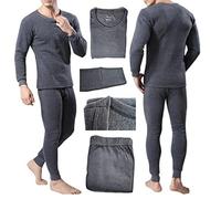 myAIMS Thermal Set Underwear Unisex Ultra-Soft Lightweight Long Set with Fleece Lined Base Quick-Dry Function Layer Winter Skiing Warm Dark Grey Set -XL