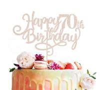 MYAMPED Happy 70th Birthday Cake Topper - Rose Gold Glitter 70th Birthday Cake Decoration, Cheers to 70 Years Cake Pick 70th Birthday Anniversary Party Supplies, Photo Booth Props