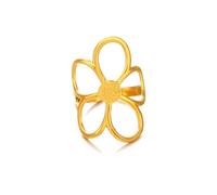 MYANAIL Hollow Flower Ring for Women Petals Floral Wrap Finger Statement Ring Minimalist Stainless Steel Gold-Plated Ring Jewelry Large Flower Open Adjustable Daisy Wrap Rings, 6 UK, Stainless Steel
