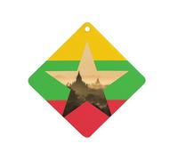 Myanmar Flag Burma Nature Car Air Freshener Aromatherapy Tablet Hanging Decor for Rearview Mirror Dorm