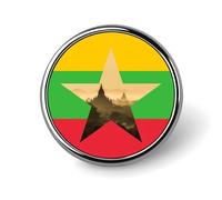 Myanmar Flag Burma Nature Enamel Lapel Pin Round Badge Brooches for Women Men Jewelry Backpack Hats Decor