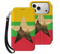 Myanmar Flag Burma Nature Wallet Case Compatible with iPhone 17 Air 17 Pro Max with Card Holder Wristband