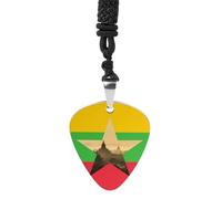 Myanmar Flag Burma Nature Womens Guitar Pick Necklace for Men Pendant with Chain Music Accessory