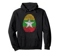 Myanmar Flag DNA Fingerprint Heritage Ancestry Burma Pullover Hoodie