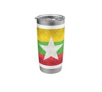 Myanmar Flag in Grungy Style Stainless Steel Insulated Tumbler