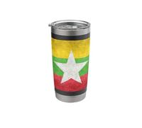 Myanmar Flag in Grungy Style Stainless Steel Insulated Tumbler