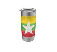 Myanmar Flag in Grungy Style Stainless Steel Insulated Tumbler