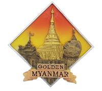 Myanmar Fridge Magnet 3D Souvenir Golden Rock Colonial Architecture Shwedagon Pagoda Travel Collectible Home Kitchen Decor