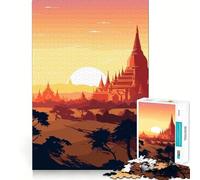 Myanmar Sunset 1000 Piece Jigsaws for Adults Puzzle Focus Brain Toy Quiet Fun Tight Edge Santa Wish Item (38x26cm)