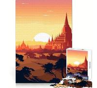 Myanmar Sunset 1000 Piece Jigsaws for Adults Puzzle Focus Brain Toy Quiet Fun Tight Edge Santa Wish Item (38x26cm)