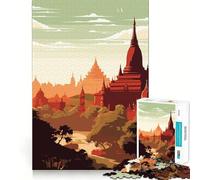 Myanmar Sunset Jigsaw for Teenagers 1000 Pieces Memory Boost Relaxing Fun Pattern Assembly (38x52cm)
