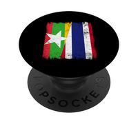 Myanmar Thailand Half Flag Burmese Thai Roots PopSockets Adhesive PopGrip