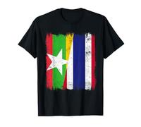 Myanmar Thailand Half Flag Burmese Thai Roots T-Shirt