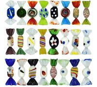 Myanmmm 24pcs Handmade Glass Candy Murano Style Various Glass Sweets Candy Ornament 60mmx27mm/2.36"x1.06" for Home Party Wedding Christmas Xmas Festival Decor Gift