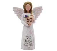 Myanmmm 80 Birthday Gift for Women - “May All Your Wishes Come True Happy 80th” Sculpted Hand Painted Figurine (80th Birthday Gifts)