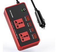 Myants 200W Car Power Inverter, Fast Charɡer Adapter 12V DC to 220V AC Converter Vehicle Plug Adapter Outlet, Dual 24W PD USB-C/ QC3.0 4.8A USB Ports Car Outlet for Laptop Road Trip (Red)