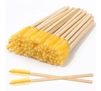 MyAoKuE-UP 100 Pack Bamboo Handle Mascara Wands Disposable Eyelash Brushes Eco-friendly Lash Extension Tool, Yellow